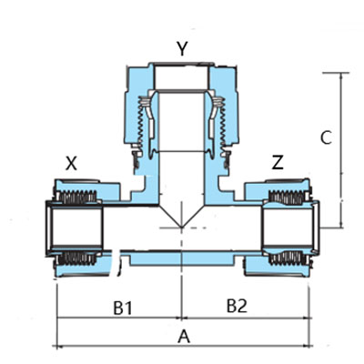 PFA入珠三通（两端省空间）RTS2A-3