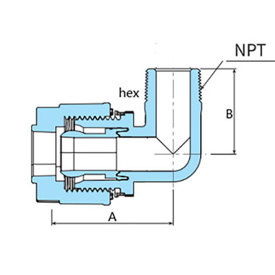 PFA入珠 90&deg;外牙弯接头 MEA-3